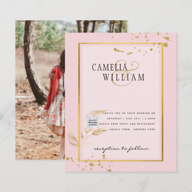 Convite de Casamento com Foto ECONOMICO Save the D (Frente/Verso)