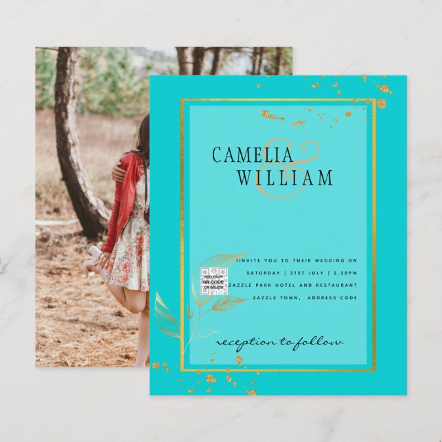 Convite de Casamento com Foto ECONOMICO Save the D (Frente/Verso)