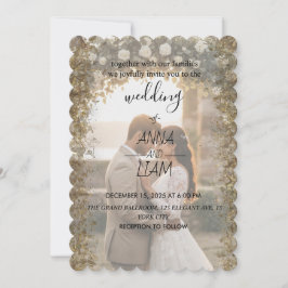 Convite de Casamento com Foto Elegante com Recorte