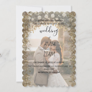 Convite de Casamento com Foto Elegante com Recorte
