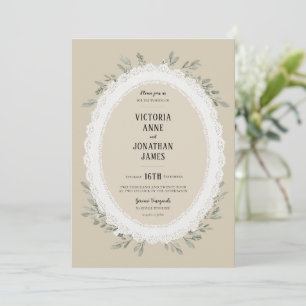 Convite de Casamento com Foto em Aquarela de Renda