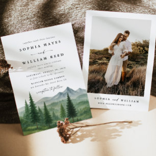 Convite de Casamento com Foto em Aquarela Rústica