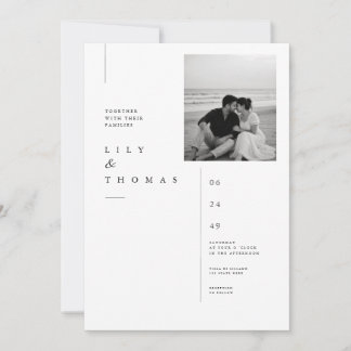 Convite de casamento com foto em design minimalist