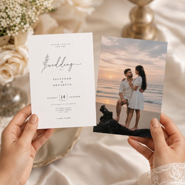 Convite de Casamento com Foto em Grafia Elegante. (Criador carregado)