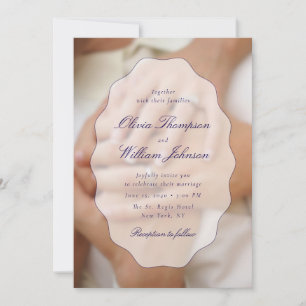 Convite de Casamento com Foto em Moldura Azul Eleg