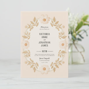 Convite de Casamento com Foto em Moldura Floral
