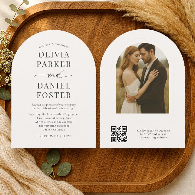 Convite de Casamento com Foto em QR Code Minimalis (Criador carregado)