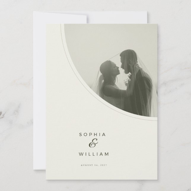 Convite de Casamento com Foto em Quarto de Círculo (Frente)