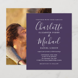 Convite de Casamento com Foto em Rótulo Roxo Econô