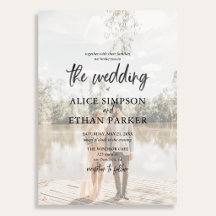 Convite de Casamento com Foto em Script de Pincel