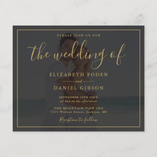 Convite de Casamento com Foto em Script Dourado Ec