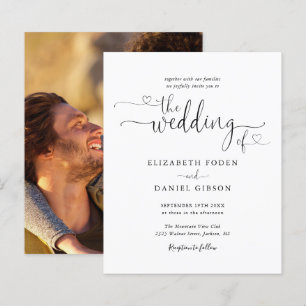 Convite de Casamento com Foto em Script Preto Econ