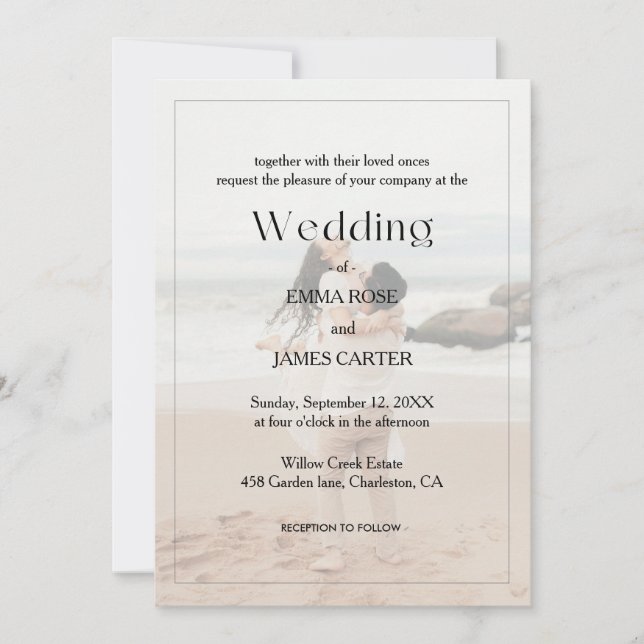 Convite de Casamento com Foto em Sobreposição Mini (Frente)