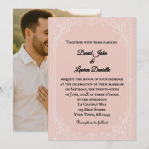 Convite de Casamento com Foto em Tom de Rosa Cetim