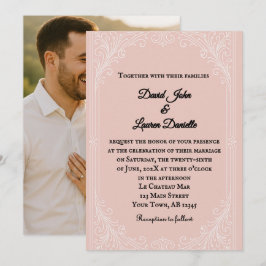 Convite de Casamento com Foto em Tom de Rosa Cetim