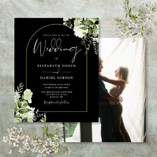 Convite de Casamento com Foto Floral Arco de Ouro