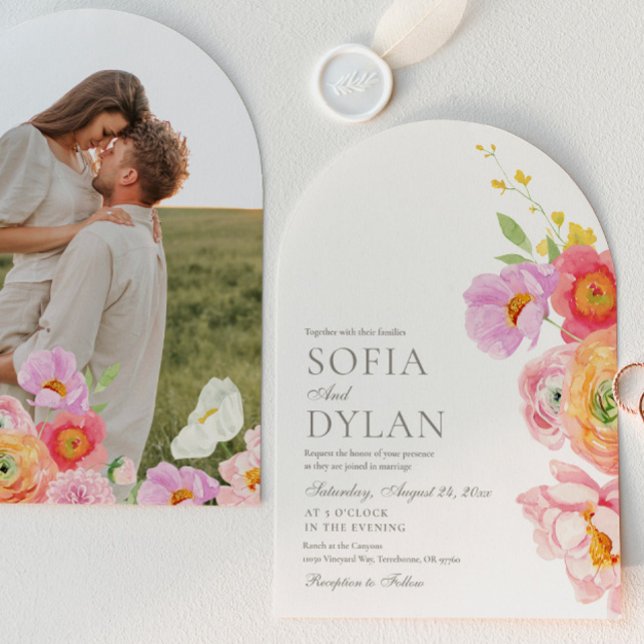 Convite de Casamento com Foto Floral Elegante (Criador carregado)