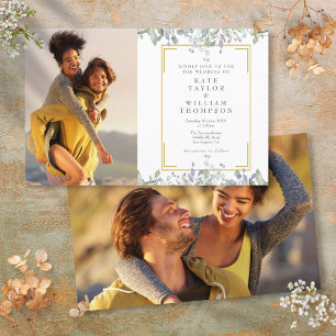Convite de Casamento com Foto Floral Verde Econômi