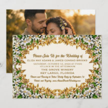Convite de Casamento com Foto Florida Orange Bloss
