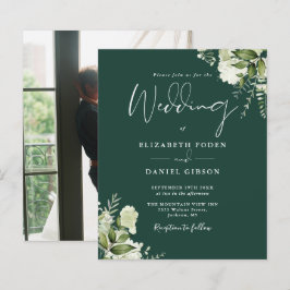 Convite de Casamento com Foto Folhagem Esmeralda O