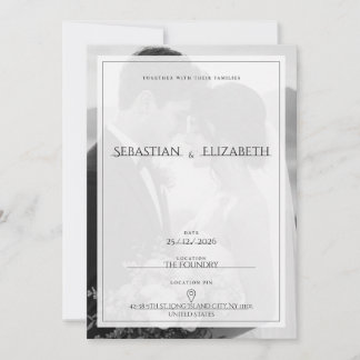Convite de Casamento com Foto Minimalista Elegante