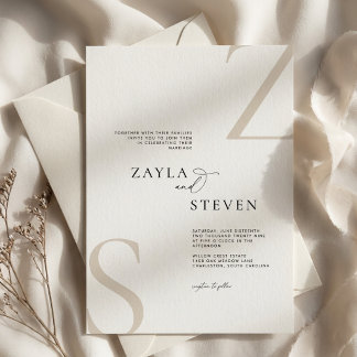 Convite de Casamento com Foto Minimalista Letras M