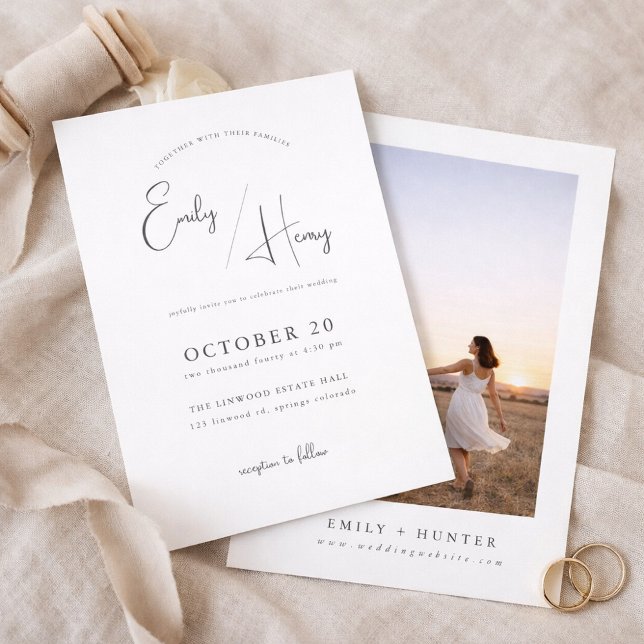 Convite de Casamento com Foto Minimalista Moderno (Criador carregado)