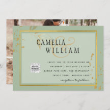 Convite de casamento com foto moderna código QR Rs