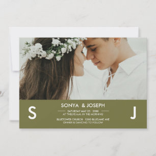 Convite de Casamento com Foto Moderna e Iniciais