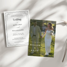 Convite de Casamento com Foto Moderna Minimalista 