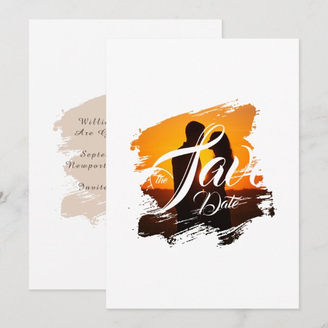 Convite de casamento com foto moderna para salvar  (Frente/Verso)