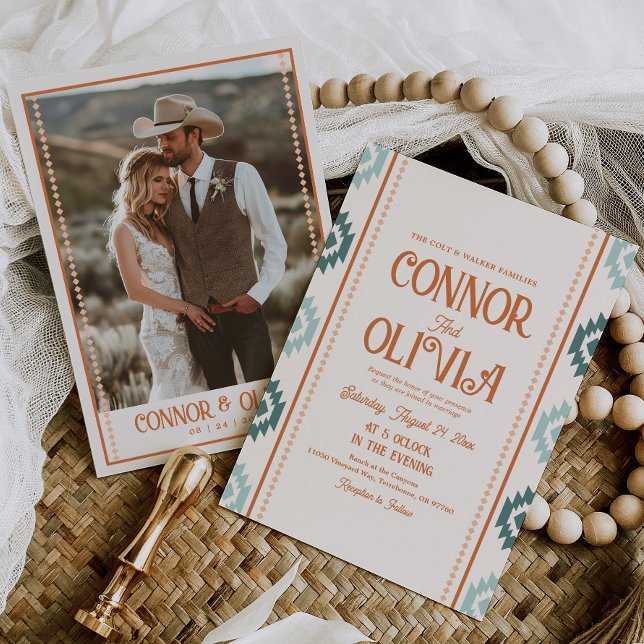 Convite de Casamento com Foto Moderno Ocidental (Criador carregado)