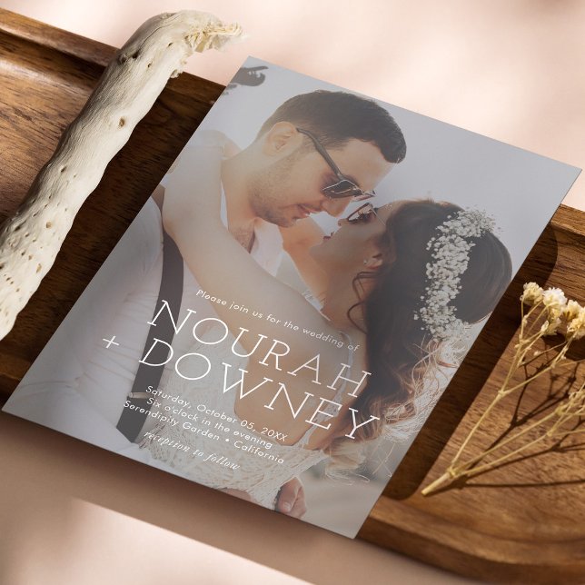 Convite de Casamento com Foto Moderno | Simples &  (Modern Photo Personalized Wedding Invitation | Simple & Elegant)
