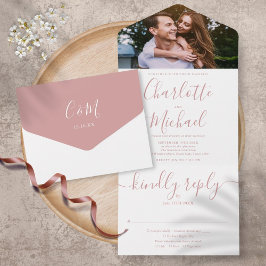 Convite de Casamento com Foto Monograma em Script
