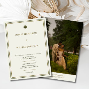 Convite de Casamento com Foto no Verso Ivory & Gol