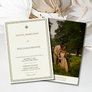 Convite de Casamento com Foto no Verso Ivory & Gol