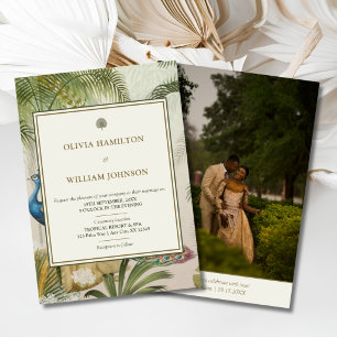 Convite de Casamento com Foto no Verso Peacock Pal