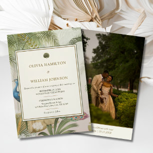 Convite de Casamento com Foto no Verso Peacock Pal