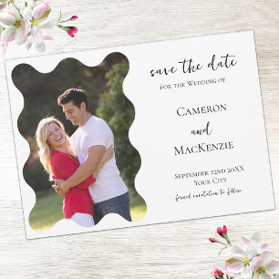 Convite de casamento com foto ondulada moderna par