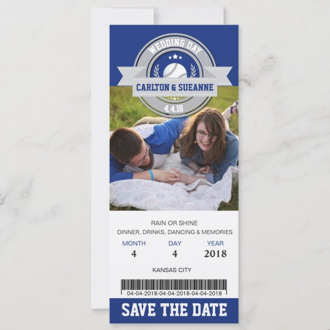 Convite de casamento com foto para guardar a data  (Frente)