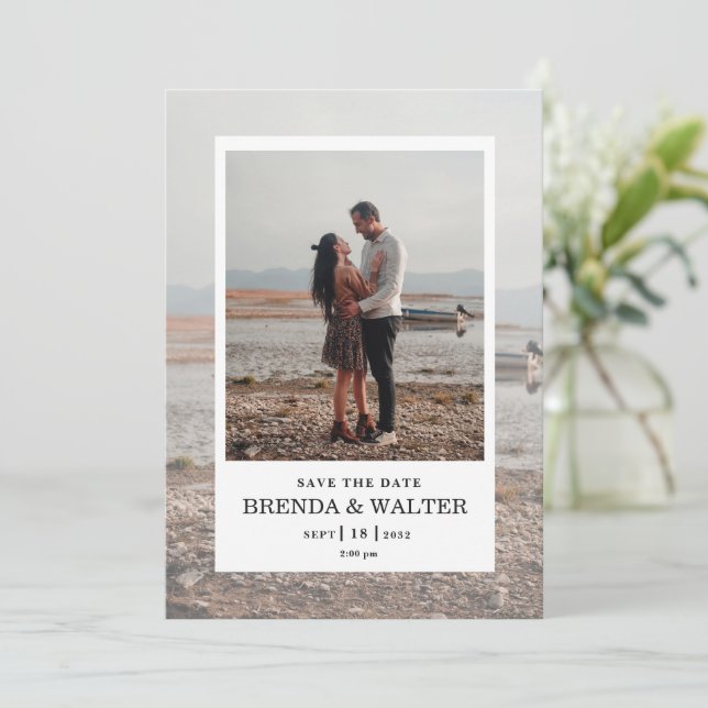 Convite de Casamento com Foto Personalizado de Mar (Em pé/Frente)