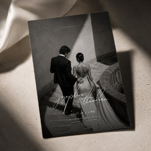 Convite de Casamento com Foto Preta e Branca Compl