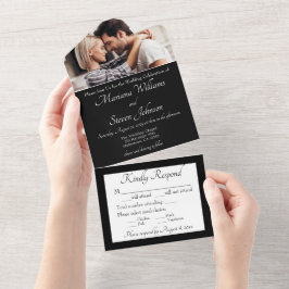 Convite de Casamento com Foto Preto e Branco Elega