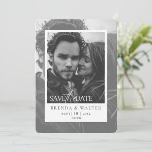 Convite de Casamento com Foto Preto e Branco Moder