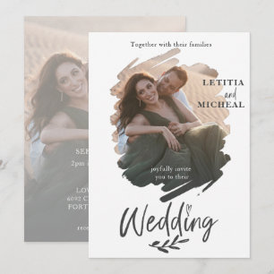 Convite de Casamento com Foto Preto e Branco Moder