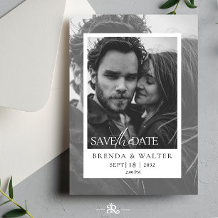 Convite de Casamento com Foto Preto e Branco Moder