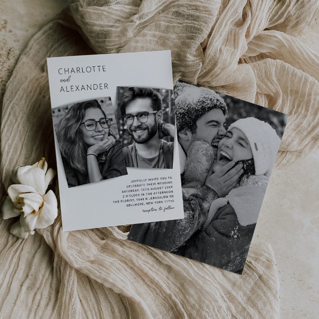 Convite de Casamento com Foto Preto e Branco Moder (Criador carregado)