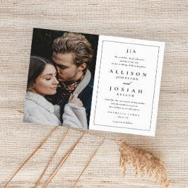 Convite de Casamento com Foto Preto e Branco Simpl