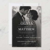 Convite de Casamento com Foto Preto Minimalista Mo