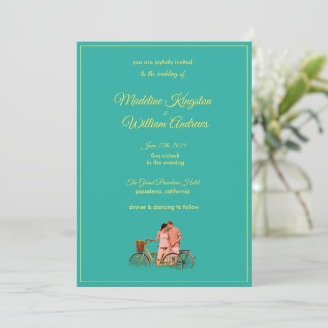 Convite de Casamento com Foto Retro Quirky Kitschy (Em pé/Frente)